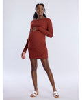 Motherhood Maternity Maternity Crew Neck Rib Knit Long Sleeve Mini Dress , Size