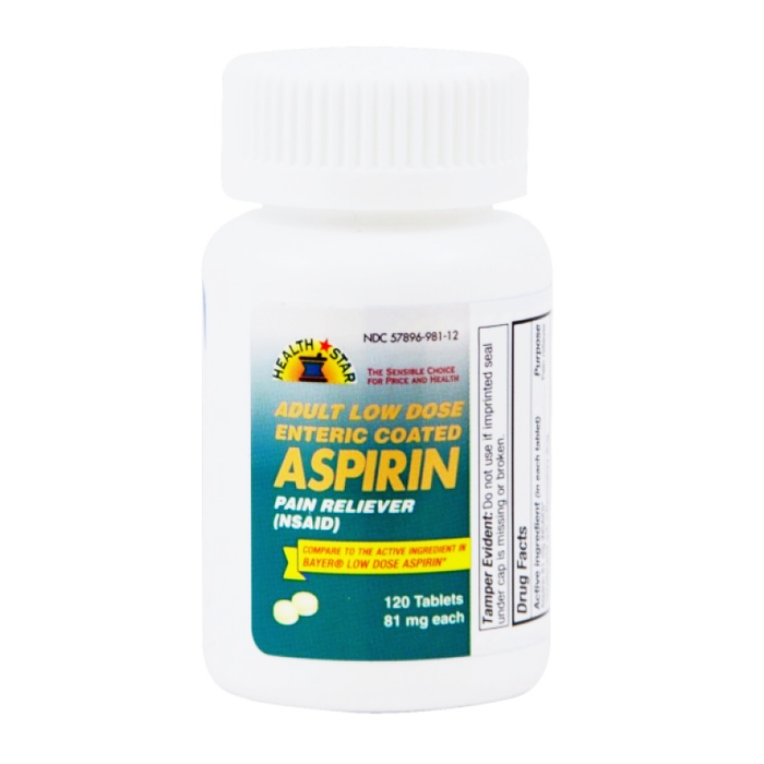 Health Star™ Adult Low Dose Aspirin – 81 mg – 120 Tablets