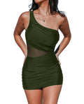 Cupshe Asymmetrical Mesh Waist Swim Dress, Size Small