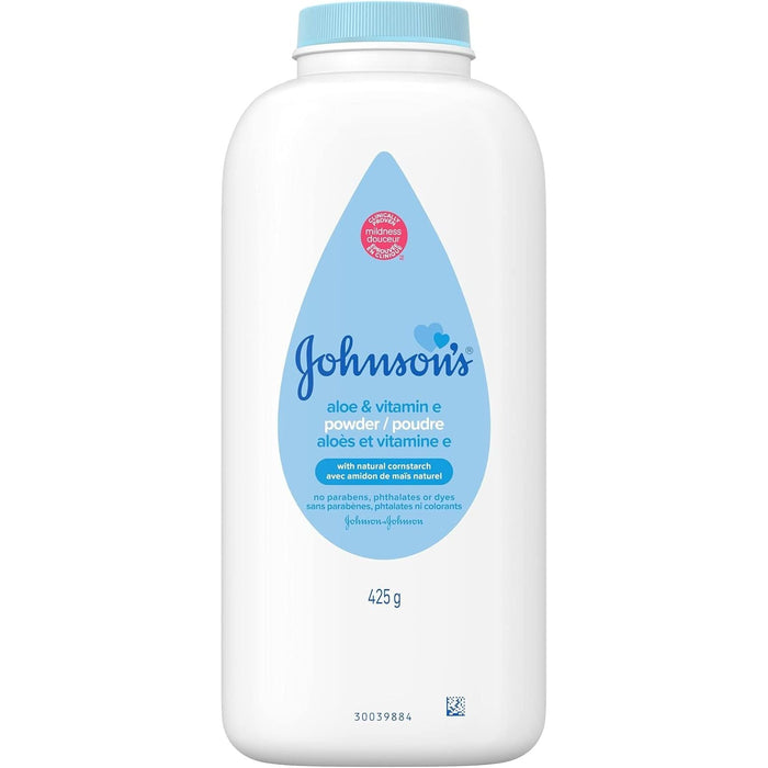 Johnson's Pure Cornstarch Baby Powder, Soothing Aloe & Vitamin E, 15 Oz