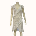 Max Studio London White Sleeveless Tiered Ruffled Shift Dress, Size Small
