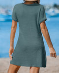 Cupshe Womens Waffle Knit Short Sleeve Hem Twist Mini Cover-up