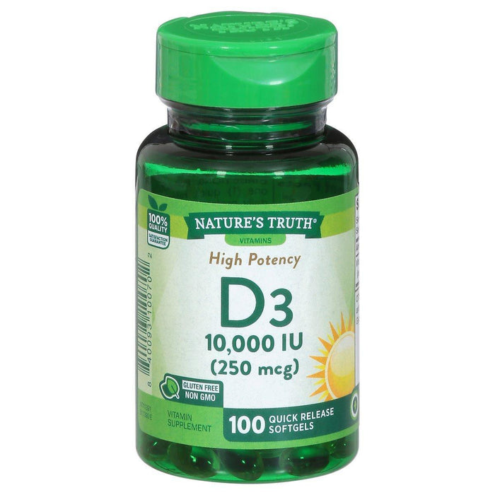 Nature's Truth Vitamin D3, High Potency, 250 Mcg, Quick Release Softgels