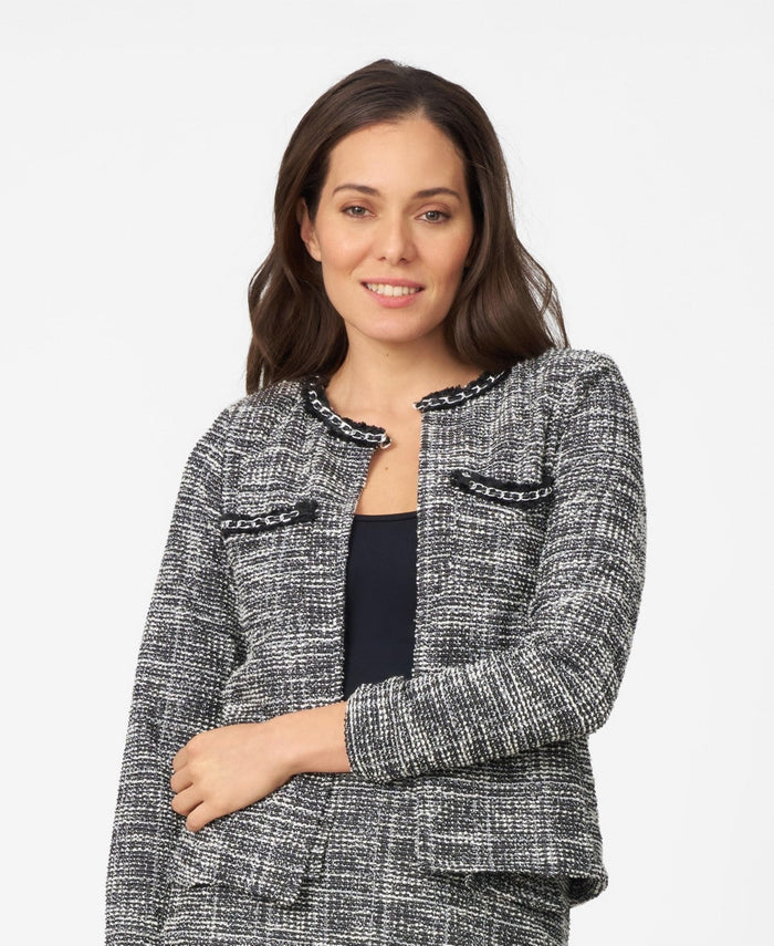 Cable and Gauge Womens Chain Detail Boucle Lady Jacket, XL