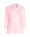 Lands End Womens 3/4 Sleeve Supima Cotton Polo Shirt, Size Large