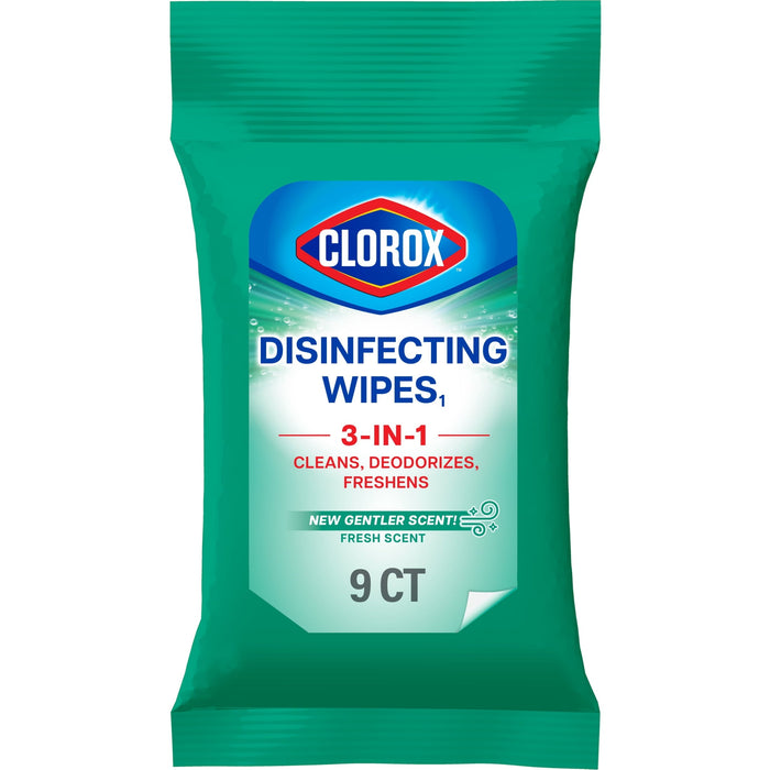 Clorox Disinfecting Wipes On The Go, Bleach Free Travel Wipes, Fresh Scent, 9 Count