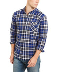Levis Mens Plaid Button-Down Shirt, Med Marshmallow