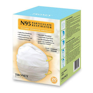 Tronex N95 Particulate Respirator Mask, NIOSH Approved, One Size (Pack of 20)