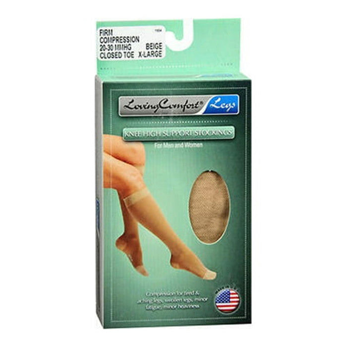 Loving Comfort® Knee High Support Stockings – Firm Compression (Beige, XL)