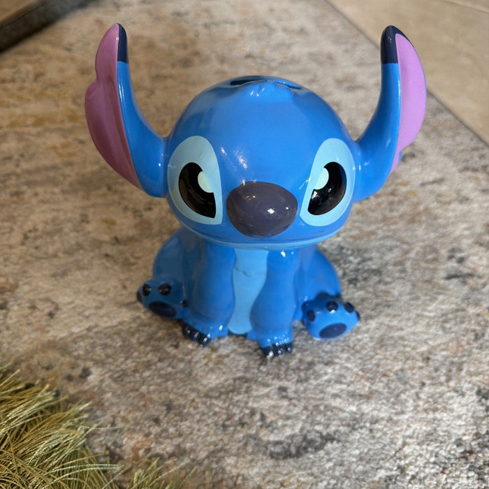 Disney 8" Stitch Ears Up Ceramic Figure Coin Piggy Bank (New)