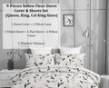 DaDa Bedding Yellow Fleur Duvet Cover, Sheets & Valance Set