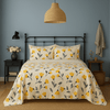 DaDa Bedding Yellow Fleur Floral Fitted and Flat Sheet Set