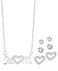 Rh Macys Plated Cubic Zirconia Mom Heart Necklace With Three Piece Earring Se
