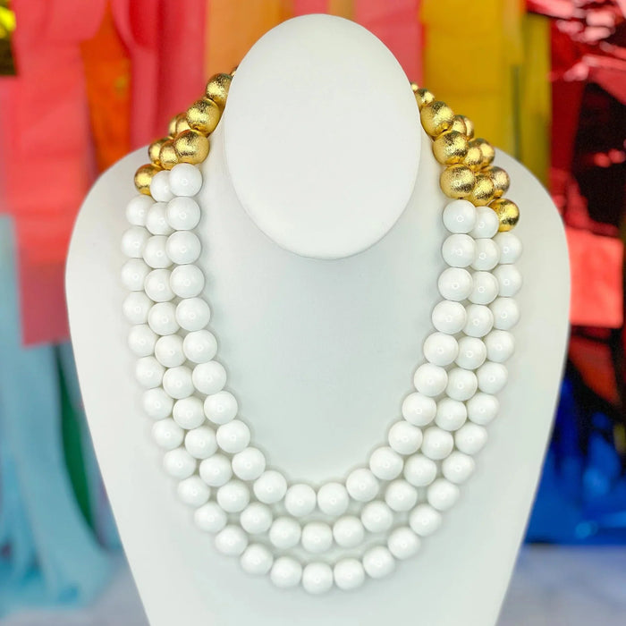 BRIANNA CANNON - 
3 Strand White Beaded Brianna Necklace