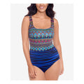 Swim Solutions Womens Blue Printed Stretch Tummy Control Strappy, Size 10