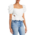 WAYF Womens Annalise Cut-Out Cropped Peplum Top, Size Large