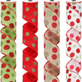 Christmas Ribbon Wired 5 Yards 2.5 inch Red and Green Polka Dots