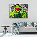 Banksy Frog Flip Off Canvas Wall Art, Abstract Wall Art