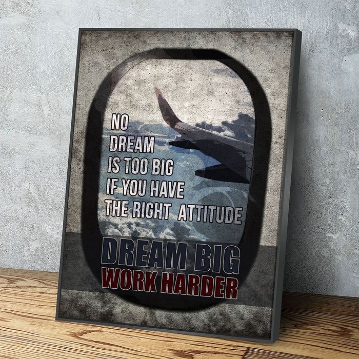 Dream Big Work Harder Canvas Wall Art, Motivational Decor, Motivational Quotes, Inspirational Art, Success Wall Art, Office Decor
