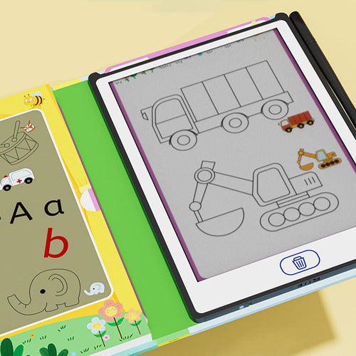 LCD Learning Kids Tablet 8.5" - Letter & Animal Tracing, One-Touch Erase