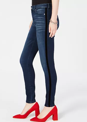 I.n.c. Women's Petite Velvet Racing Stripe Jeans