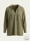 Style and Co Womens Long Sleeve Hooded Top, Size Medium