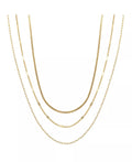 Unwritten 14K Gold Flash Plated 3-Pieces Layered Chain Necklace Set