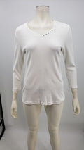 Karen Scott Long Sleeve Embellished Blouse , Size Medium
