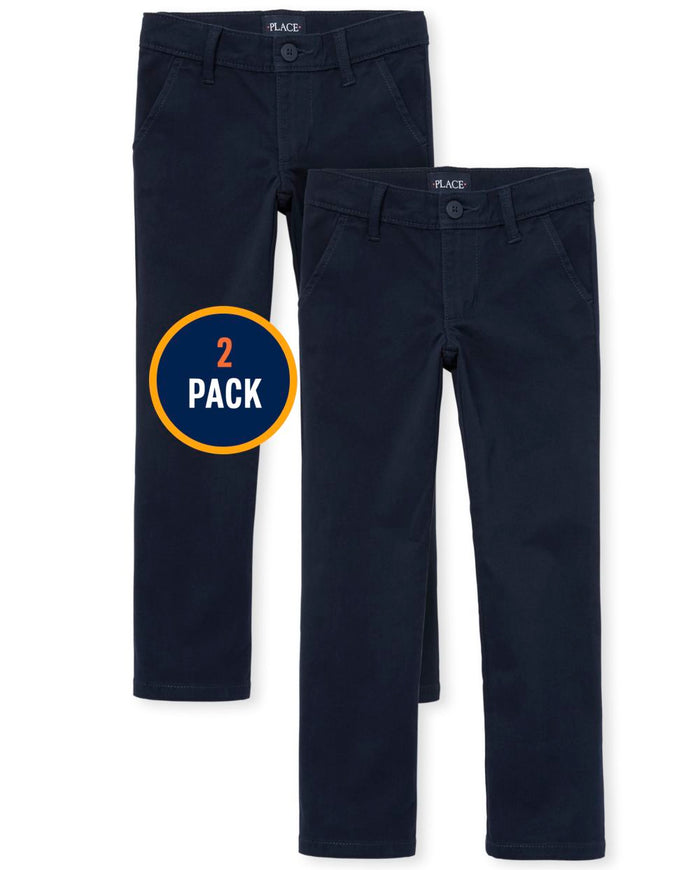 The Childrens Place Girls Uniform Stretch Skinny Chino Pants 2-Pack, Size 10