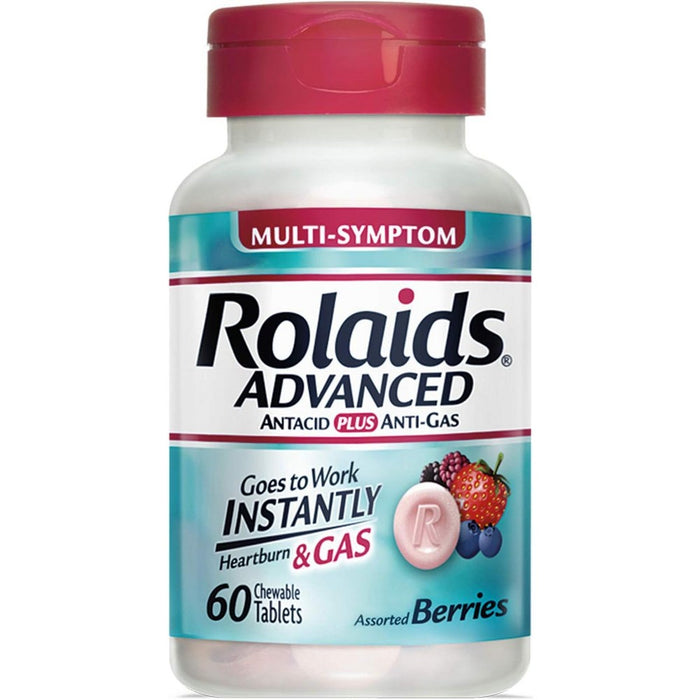 Rolaids® Heartburn + Gas – Berry Flavor –60 ct Chewable Tablets