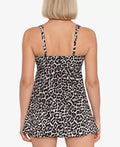 Swim Solutions Womens Tummy-Control Square-Neck Swimdress, Size 14