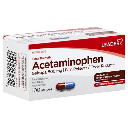 LEADER™ Extra Strength Pain Reliever 500 mg Rapid-Release Gelcap, 100 EA