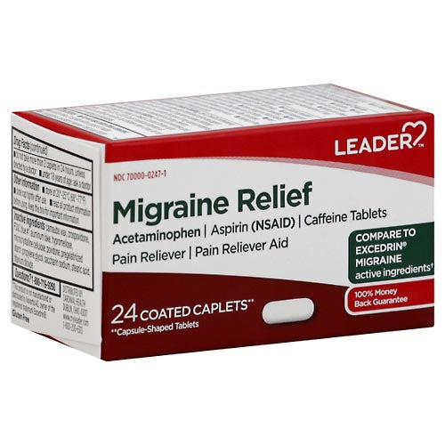 Leader™ Migraine Relief – Triple Action Pain Reliever (Coated Caplets)