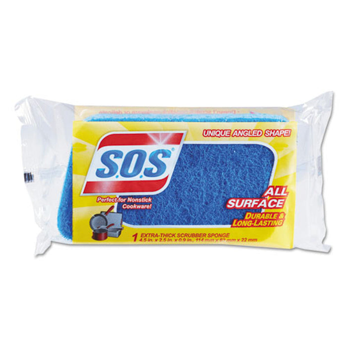 SOS All Surface Scrubber Sponge, 2.5 X 4.5, 0.9" Thick, Dark Blue, 12/Carton CLO91017
