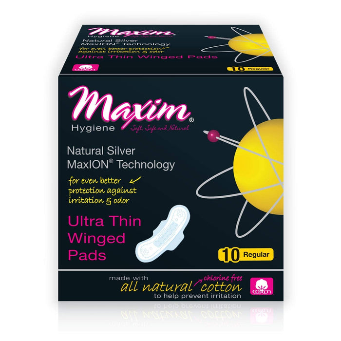 Maxim Hygiene Maxion Natural Ultra Thin Winged Pads, Regular
