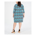 INC Womens Plus Ruched Printed Sheath Dress