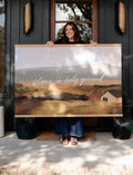 Large Canvas with Banner Wood: Home is Holy Ground