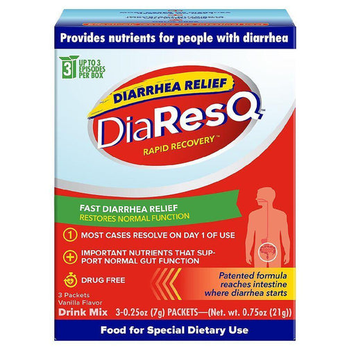DiaResq Rapid Relief Digestive Health Formula, Vanilla Flavor, 3-Pack (21g Packets)