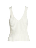Joie Womens Ivory Knit Ribbed Sleeveless V Neck Tank Sweater, Large