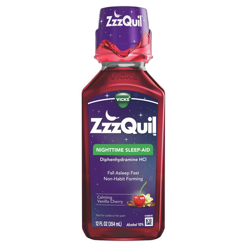 Vick's ZzzQuil Nighttime  Calming Vanilla Cherry  Sleep-AidL 12 Fl Oz