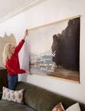 Large Canvas with Banner Wood: He leads me besides still waters