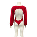 Lulus Feeling Feisty Red Long Sleeve Tie-Back Bodysuit, Size M