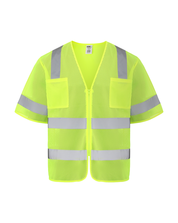 Kiwi High Visibility ANSI/ISEA 107-2020, Type R, Class 3 Dual Band Neon Short Sleeve Safety Vest [72200]