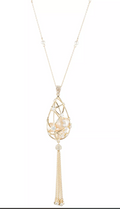 Carolee Pear Shaped Caged Pendant Tassel Necklace