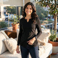 Thalia Sodi Ruched Keyhole Sweater, Black Size Medium