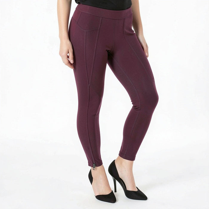 Hue Seamed Zip Skimmer Leggings, Size Small