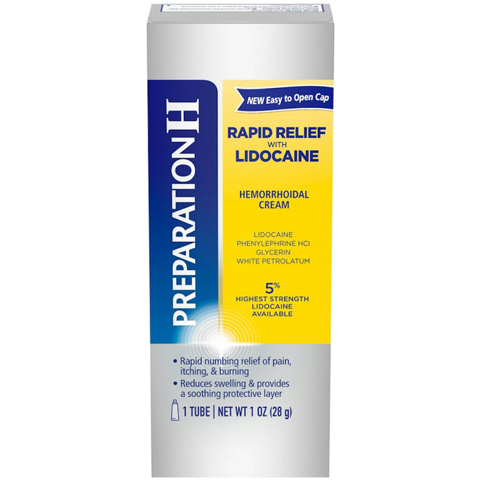 Preparation H Rapid Relief With Lidocaine  Hemorrhoidal Cream 1 Oz
