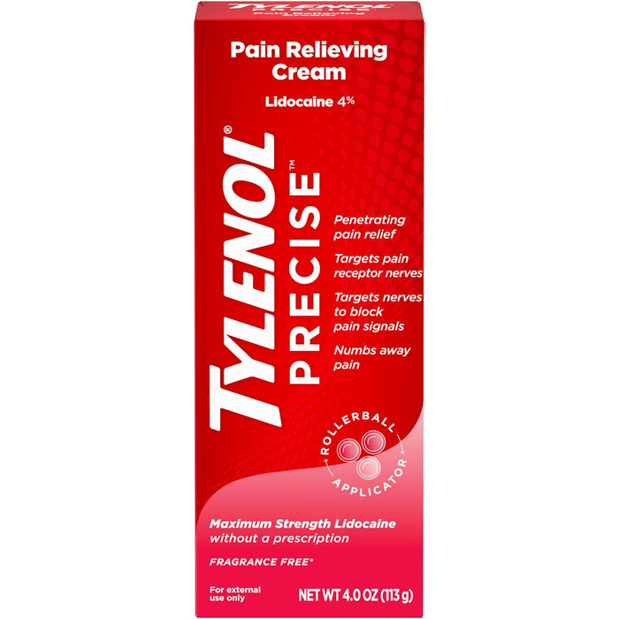 Tylenol Precise Maximum Strength Pain Relieving Cream, 4% Lidocaine, 4 oz