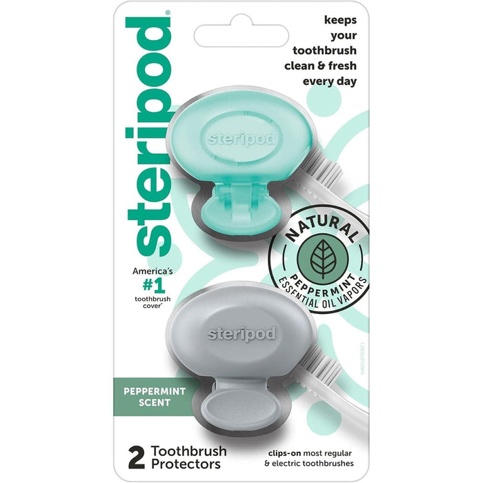 Steripod® Antimicrobial Toothbrush Protector – Peppermint (2 Count)
