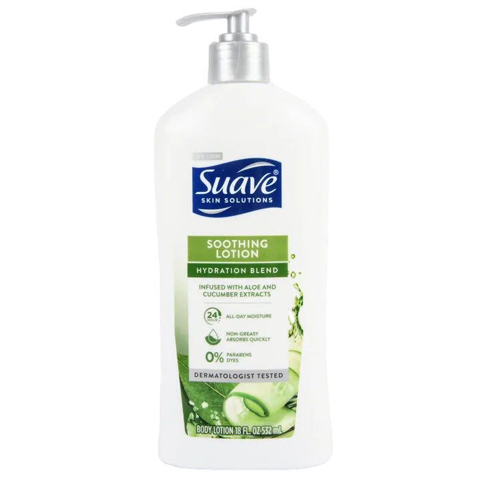 Suave Skin Solutions Body Lotion Soothing With Aloe, 18 Oz